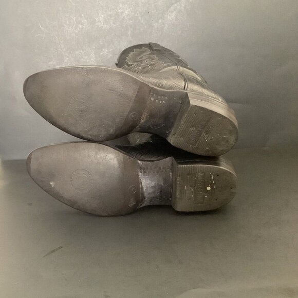 LUCCHESE Cowboy Boots Black Lizard Leather Size Men’s 5 / Women’s 6.5/7 - Picture 8 of 8